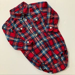 3/$24 Boys OshKosh Dress Shirt w/crotch snaps 18M